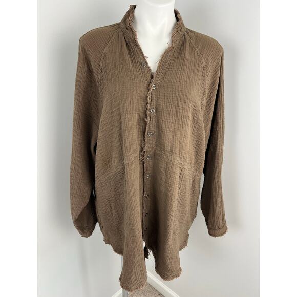 We The Free Summer Daydream Brown Button Up Blouse  Medium - Picture 1 of 7